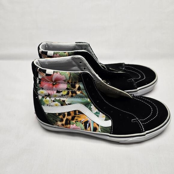 Vans Sk8-Hi Shoes Mens 9 Womens 10.5 Tropical Floral Checkerboard High Top - Picture 3 of 11